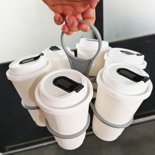 Portable 6-Cup Drink Carrier Foldable Reusable Coffee Tray Holder Red for Parties Camping & Office Runs.