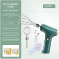 Electric Handheld Egg Whisk and Cream Whipper Set with Egg White Separator J-8 Green Dual-Head Automatic Mixer Kit
