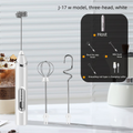Rechargeable 3-in-1 Handheld Milk Frother Set - Electric Whisk with Egg Beater & Mixing Hook - 3 Speed Adjustable Foam Maker for Coffee, Lattes, Baking & Baby Food (White)