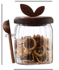 500ml Premium Borosilicate Glass Storage Jar with Acacia Wood Lid & Integrated Spoon – Airtight Moisture-Proof Kitchen Canister for Tea, Coffee, and Spices