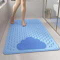 Blue Eco-Friendly Bath Mat with Massage Points - Anti-Slip Suction Cup Safety Bathroom Rug (L Size 86.5X53x2 CM)
