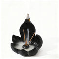 Black Zen Lotus Waterfall Backflow Aroma Diffuser - Premium Elegant Resin Craft for Meditation & Yoga, 10cm Compact Design