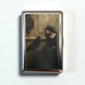 Retro Metal Card Cash & Cigarette Case with Fixed Clip - Crow Artistic Slim Wallet (10.3X6X2cm)