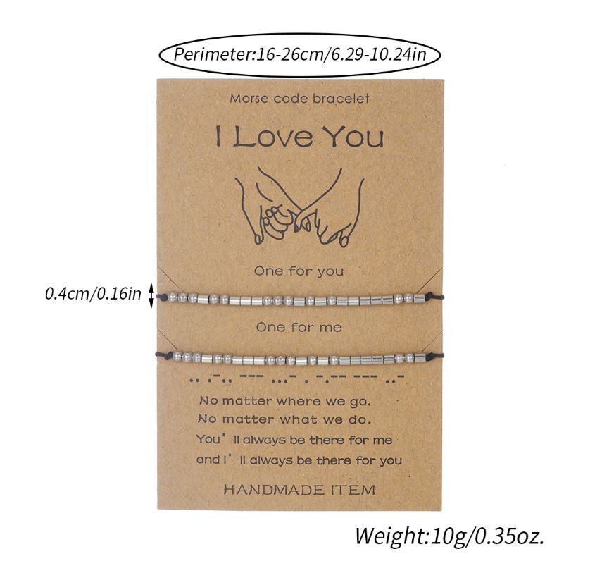 Stainless Steel Morse Code Bracelet(16-26cm) with Secret Message Family - Meaningful Gift for Best Friends, Sisters & Family.