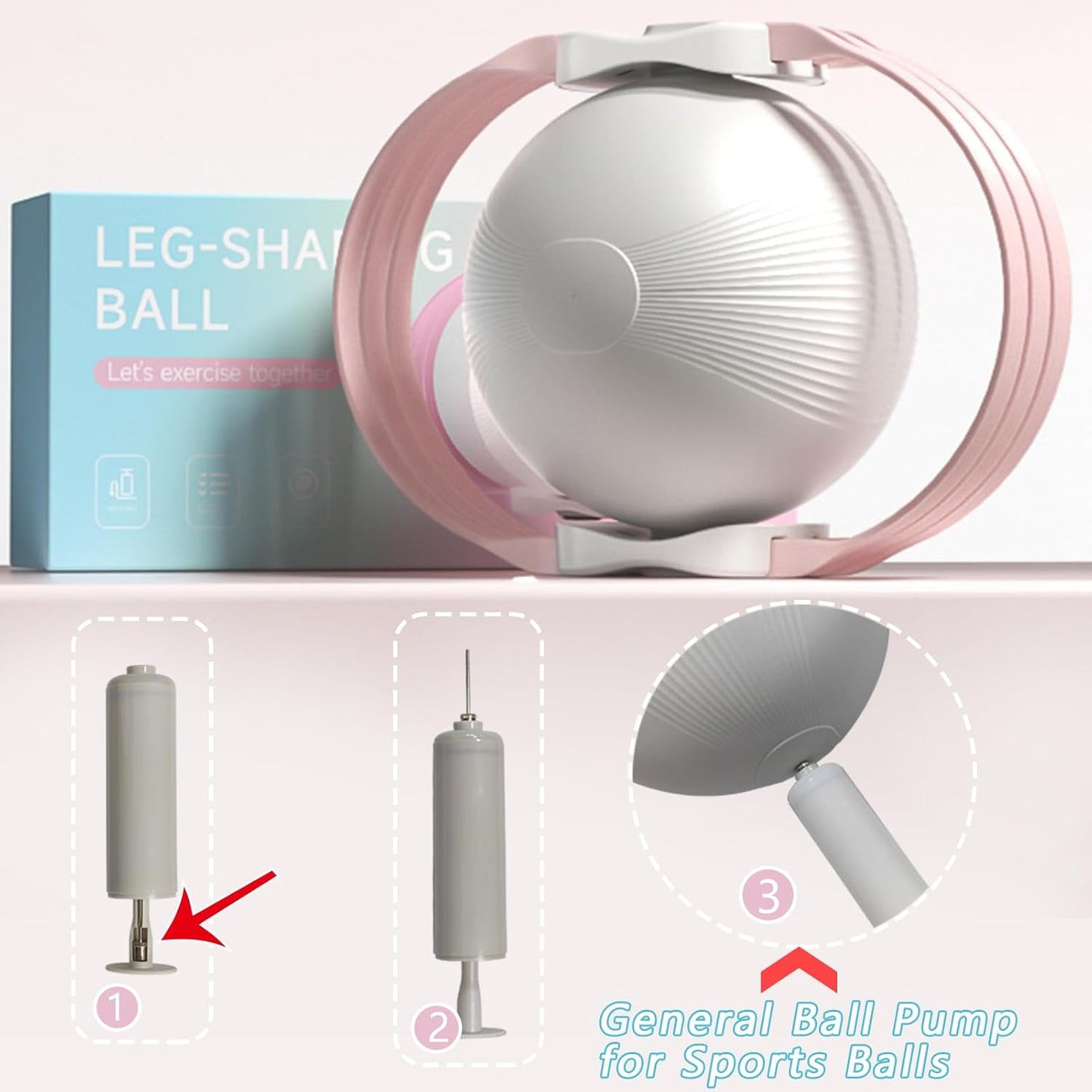 Purple 3-Level Resistance Pelvic Floor & Inner Thigh Trainer - Multi-Function Kegel Exercise Set with 25cm Yoga Ball & 3-Pair Resistance Rope.