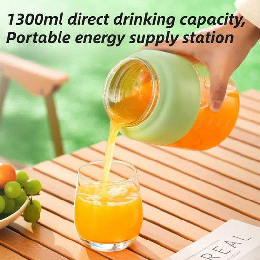 Green Portable 1300ML Multi-Functional Blender with Dual-Drink Lid - 38-Steel Blade Cyclone Juicer & Ice Crusher, Waterproof Type-C Charging.