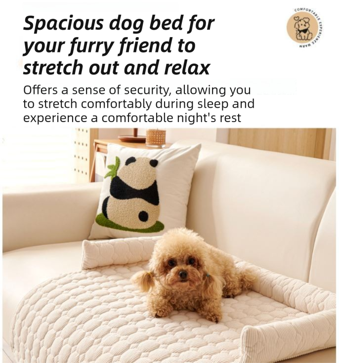 Blue Pet Sofa Protector & Calming Bolster Bed with Cable Knit - 75x75CM Thickened Non Slip Furniture Cover for Cats & Dogs