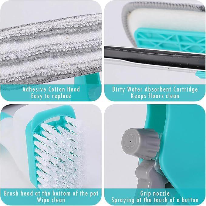 4-in-1 Versatile Window Cleaning Kit - All-in-One Spray, Squeegee, Brush, and Plush Scrubber.