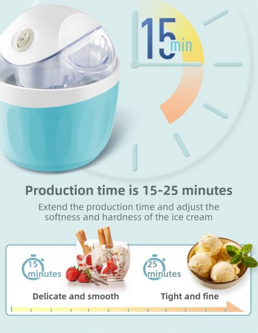 Pink 500ML Compact Electric Ice Cream Maker - Portable Quick Iced Drink Bucket & Soft Serve Machine with Rapid 15-Min Freezing.