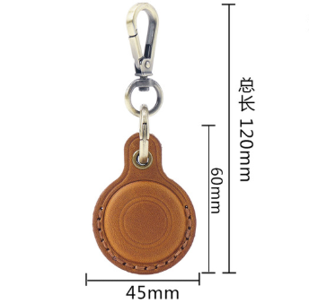 Wine Red Genuine Crazy Horse Leather Case for Apple AirTag Protective Tracker Holder Keychain with Metal Clip Anti-Lost Fob for Keys Pets Luggage