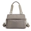 Grey Women's Large Capacity Water-Resistant Nylon Handbag Multi-Compartment Crossbody Shoulder Bag for Work Travel and Daily Use 30cm