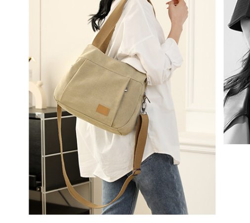 Black Multi-functional Large Capacity Canvas Tote Bag - Versatile 3-Way Adjustable Shoulder and Crossbody Handbag for Work, Travel, and Daily Use
