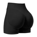 L Black High-Elastic Hip Yoga Shorts - Seamless Mid-Intensity Pilates Workout Shorts.