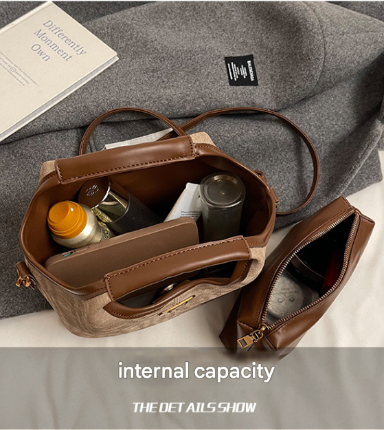 Coffee-brown Vintage Soft PU Leather Crossbody Handbag | Large Capacity Shoulder Tote | Unique Minimalist Design