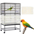 XL White【Height 37, Circumference 220】 Large Bird Cage Seed Catcher Net Cover - Adjustable Mesh Guard Splash-Proof Dust Cover for Indoor Outdoor Cages