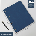 Blue 2-Piece Set Premium A4 Loose-Leaf Notebooks | Professional PU Leather Refillable Binders | 200 Pages High-End Business Journals.