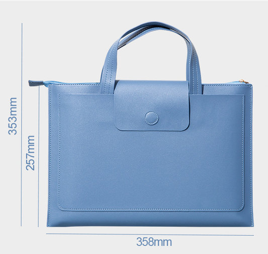 Orange Premium PU Leather Handheld Document Bag | Professional A4 File Organizer | Zippered Business Portfolio Tote.