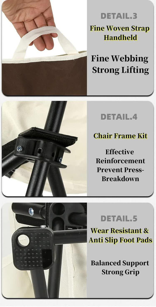 White Outdoor Folding Camping Chair â Portable Lounge Chair, Lightweight Beach Chair, Fishing Stool, and Picnic Seat, Perfect for Outdoor Adventures.