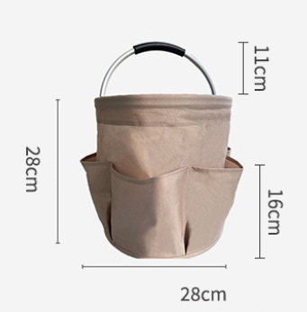 Navy Blue 17L Collapsible Handheld Storage Bucket | Multi-Pocket Portable Camping & Picnic Basket | Durable Waterproof Organizer for Beach, Bath and Shopping.