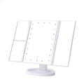 White 360° Rotating LED Tri-Fold Makeup Mirror – 22-Bulb Illuminated Vanity Mirror with 1X/2X/3X Magnification