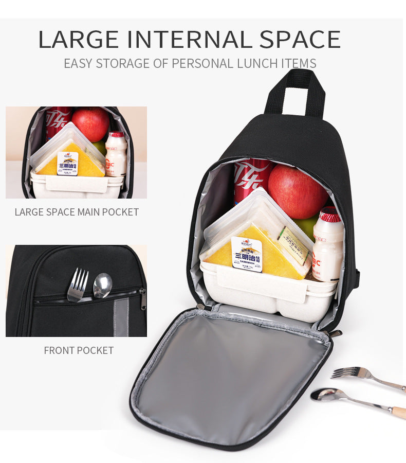 Grey Portable Insulated Lunch Bag with Thick Aluminum Foil Lining â Oxford Fabric Thermal Food Carrier for Work, School, Travel & Outdoor Use.