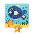 Fish Hand-Grip Puzzle Board â Educational Shape Matching Toy for Early Learning, 14.5cm Square Design.