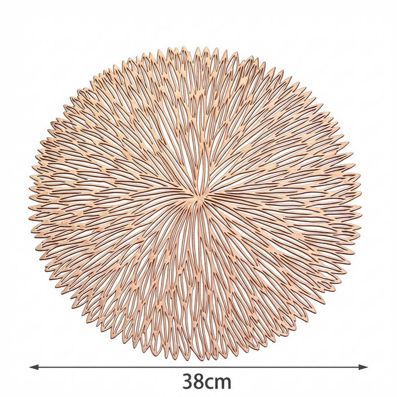 Silver Set of 3 Nordic-Style Round Table Mats – Heat-Resistant, Non-Slip PVC Placemats for Home Use, Creative Dish Pads, 38cm Diameter, Ideal for Dining Tables and Decor