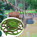 Green and Brown 5.3M Heavy Duty PU Leather Camping Lanyard with 19 Carabiners - Portable Outdoor Clothesline for Tents & Canopies.