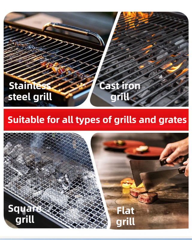 3-in-1 Gold Cordless Electric Grill Cleaner Built-in LED & USB Charging - Waterproof High Power BBQ Cleaning Brush with 2-Speed Setting