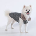 L Size Grey Winter Padded Cotton Dog Thermal Plaid Vest with Faux Fur Collar - Thick Fleece-Lined Warm Pet Jacket