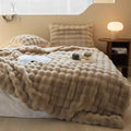 Brown Luxury Tuscany Fleece Rabbit Fur Bubble Blanket (200 x 230 CM) - Double-Sided Thickened Soft Plush Bedding & Extra Large Bed Blanket