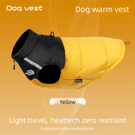 2-Pack (Pink + Yellow) —L Size — Warm, Thickened Winter Dog Coat / Pet Clothing — Waterproof Winter Dog Vest — Reflective Safety Design (Leash Compatible)