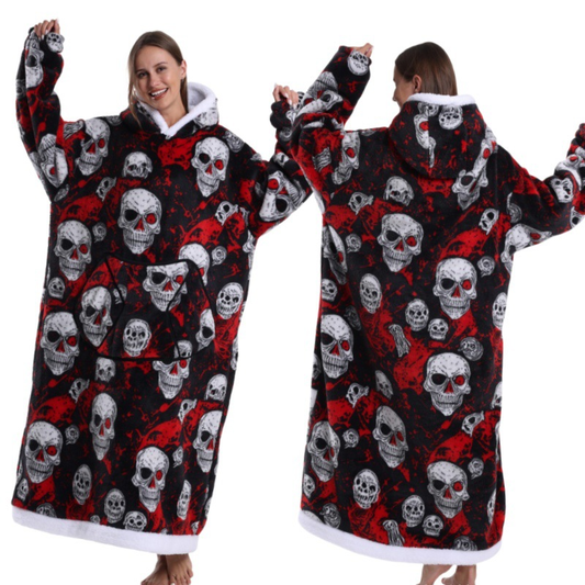 Festive Pumpkin Style Oversized Hooded Blanket for Adults - Ultra Soft & Warm Wearable Fleece Throw with Giant Pocket, Perfect for Winter, Christmas & Valentine's Day