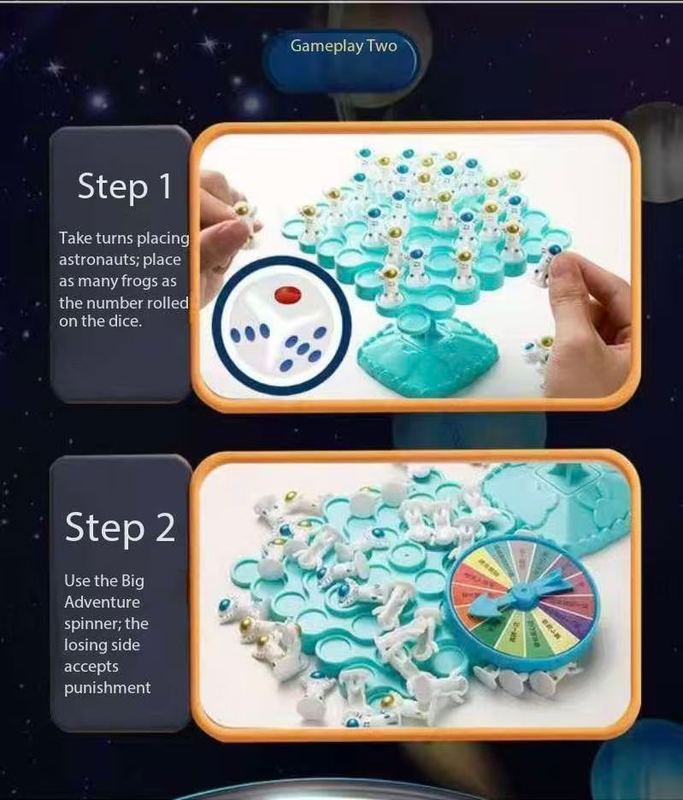 Blue Kids Balance Spaceman Stacking Toy - 48 Astronaut Figures Balance Tree Game with Punishment Wheel & Dice - Parent-Child Interactive Tabletop Game for Boys Girls Ages 3-8