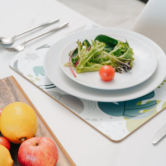 8 Pcs Clevinger MDF Placemats and Coasters Monstera.