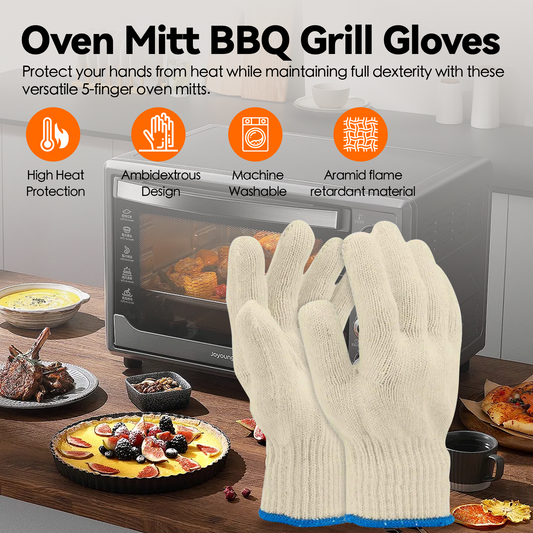1 Pair 5 Finger Oven Mitt BBQ Grill Gloves.