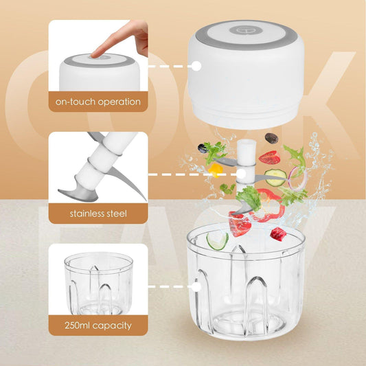 250ml Cordless USB Rechargeable Mini Food Chopper.