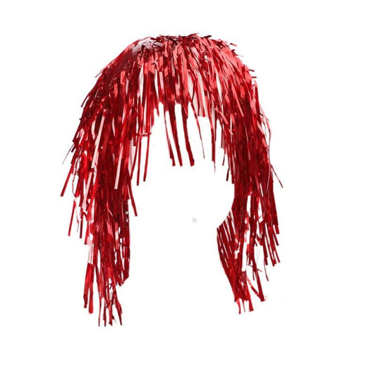 Party tinsel wig-assorted colour - Red.