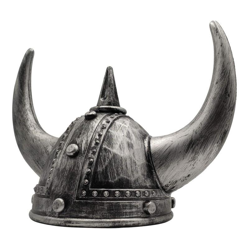 Viking Helmet Medieval Viking Horned Hat Warrior Costume Hat Cosplay-Silver Black.