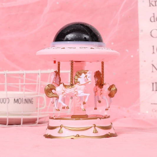 Pink Music Box Musical Carousel Horse LED Carousel Toy Child Birthday Xmas Gift.
