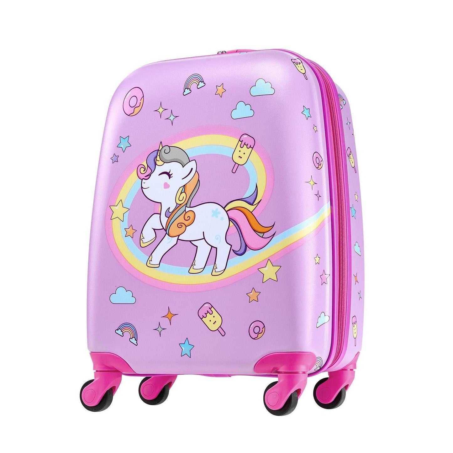 Kids Luggage Set, 2 Piece, 45.7 cm Hardside Rolling Wheels Suitcase with Hard-Shell Backpack, Unicorn Kids Carry on Luggage Set, Holiday Birthday Present for Girls & Boys, Airline Approved.