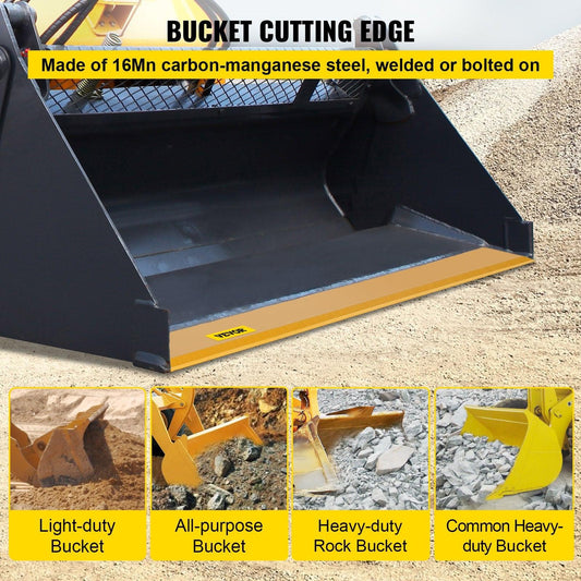 Bucket Cutting Edge, 213x15x1.9 Bucket Edge, Weld-on and Bolt-on Advanced Cutting Edge, 16Mn Carbon-manganese Steel Loader Cutting Edge, Skid Steer Cutting Edge with Paint for Excavator and Load.
