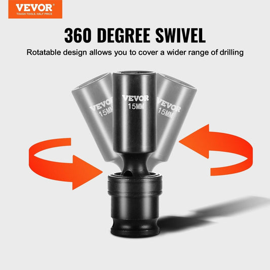 360 Degree Swivel Impact Sockets Set 14pcs 6-Point 3/8in Drive Socket Set.