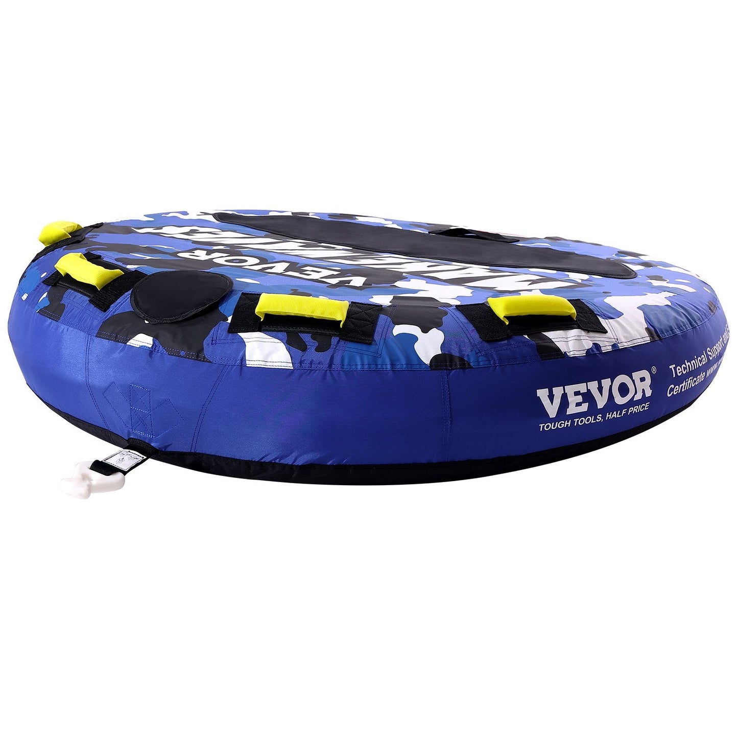 Towable Tube for Boating, 1-2 Riders Inflatable Boat Tubes and Towables, 340 lbs, 51.8" Round Water Sport Towable Tube for Boat to Pull, Full Nylon Cover, EVA Grab Handles and Speed Safety Valve.