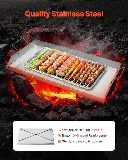 Stainless Steel Griddle, 32x16 inch Universal Flat Top Rectangular Plate, Gas Grill Griddle for BBQ Grill, Teppanyaki, Portable Family Cookware with Handle, for Camping Tailgating Party.