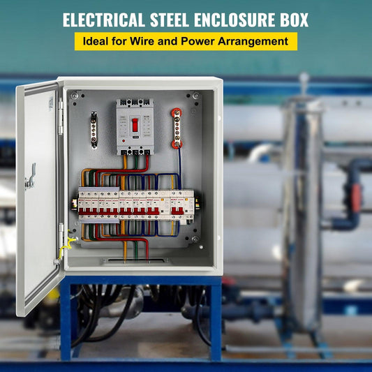 NEMA Steel Enclosure, 25 x 20 x 15 cm NEMA 4X Steel Electrical Box, IP66 Waterproof & Dustproof, Outdoor/Indoor Electrical Junction Box, with Mounting Plate.