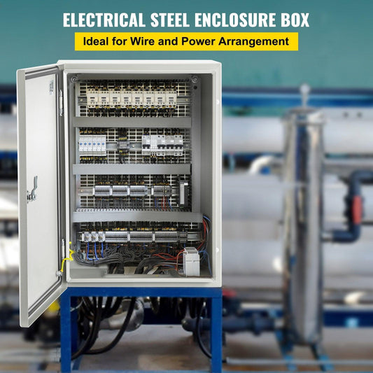 Steel Electrical Box 16'' x 12'' x 8'' Electrical Enclosure Box, Carbon Steel Hinged Junction Box, IP65 Weatherproof Metal Box Wall-Mounted Electronic Equipment Enclosure Box with Mounting Plate.