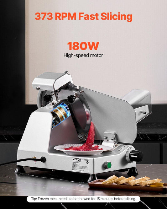 Meat Slicer 180W 250 mm Electric Deli Food Slicer for Meat Bread Cheese.