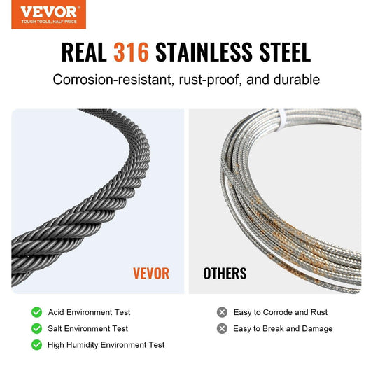 T316 Stainless Steel Cable 3.18mm 7x7 Steel Wire Rope 152.4m Cable Railing.