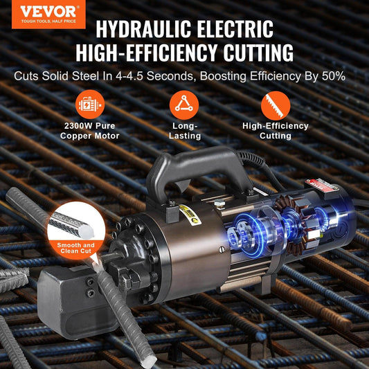 2300W Electric Hydraulic Rebar Cutter Cutting up to 1.26 Inch 5-32mm.